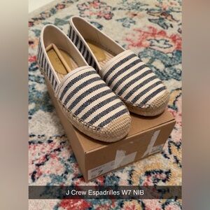 J. Crew Navy and Cream Striped Espadrilles